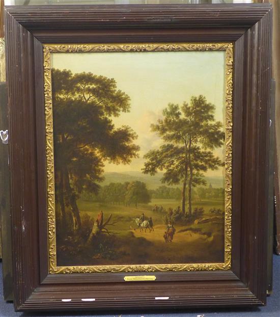 Attributed to Isaac de Moucheron, oil Travellers in a wooded landscape(-)